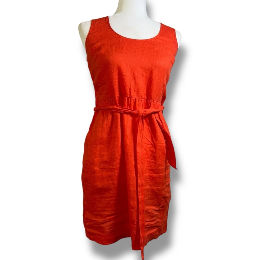 LOFT Orange Sleeveless Scoop Neck Sundress